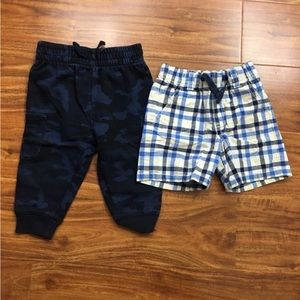 3/$25 Little Boy Joe Fresh Blue Camo Joggers + Gymboree Blue Plaid Shorts 12-18M